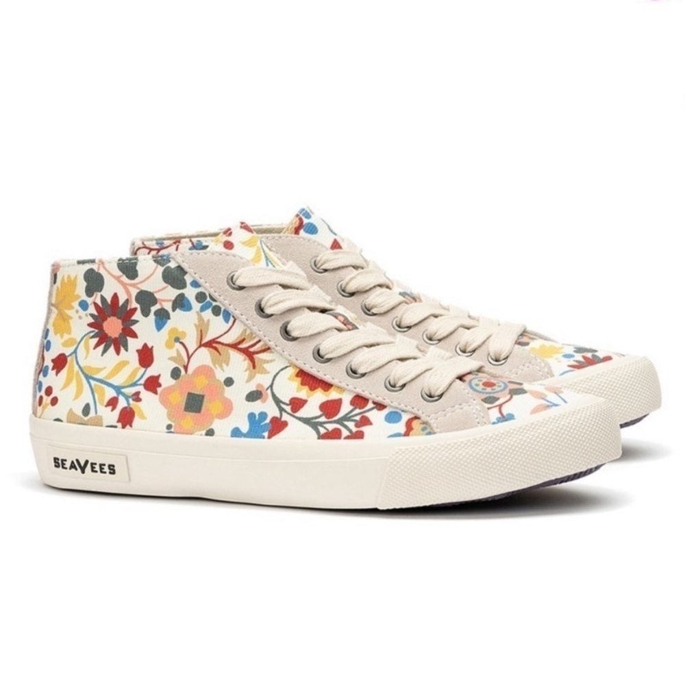 Seavees Rose Print Mid-cut Sneakers
